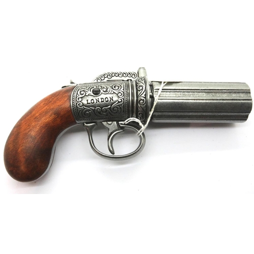 3187 - English 19th century style reenactment pepper-box six-barrel revolver. P&P Group 2 (£18+VAT for the ... 