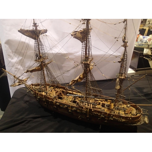 2345 - Scratch/kit built wooden model of English galleon, requires some restoration work, approximately 90 ... 