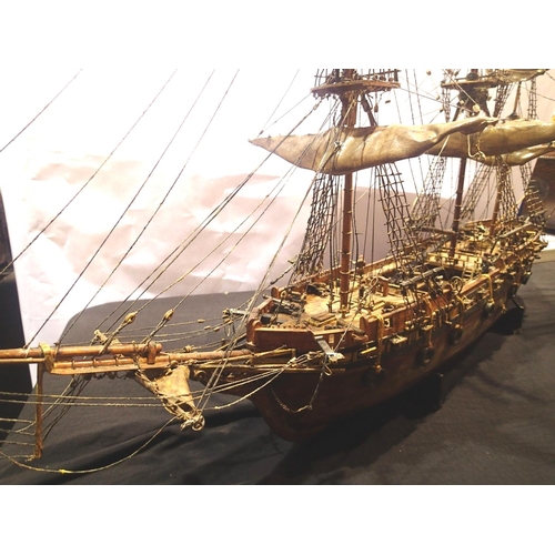 2345 - Scratch/kit built wooden model of English galleon, requires some restoration work, approximately 90 ... 