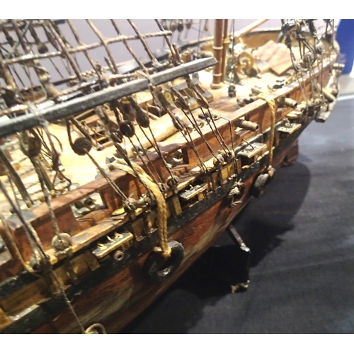 2345 - Scratch/kit built wooden model of English galleon, requires some restoration work, approximately 90 ... 