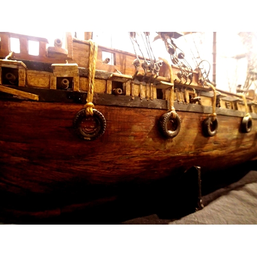 2345 - Scratch/kit built wooden model of English galleon, requires some restoration work, approximately 90 ... 