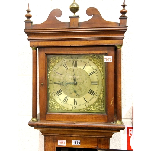 1474 - Georgian Oak cased longcase clock by Elizabeth Boot of Sutton with 30 hours Huygens endless chain mo... 