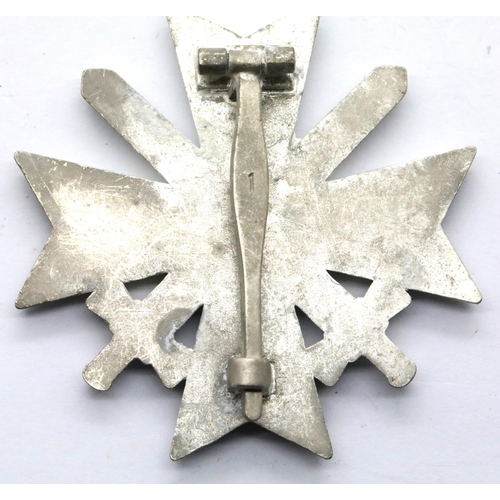 3419 - German Post-War War Merit cross in silver with crossed swords. P&P Group 1 (£14+VAT for the first lo... 