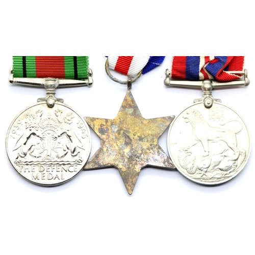 3437 - British WWII medal trio comprising BWM, Defense medal and The France and Germany star, all un-named.... 