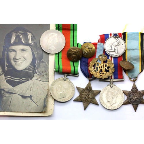 3438 - British WWII RAF medal group comprising BWM, Defense medal, The Air Crew Europe star and The 1939-45... 