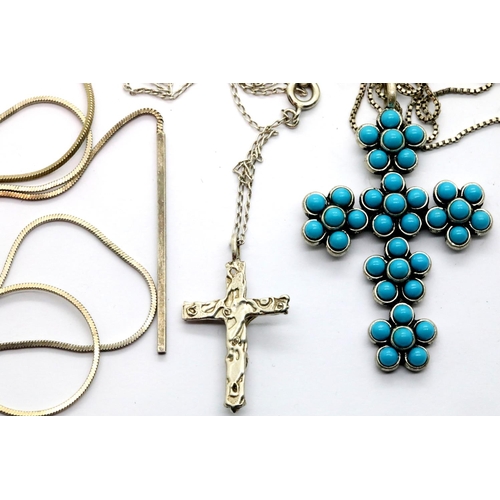 1014 - Four silver pendant necklaces, including a cross, combined 22g. P&P Group 1 (£14+VAT for the first l... 