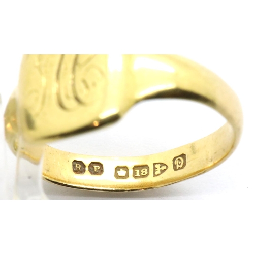 1023 - 18ct gold signet ring, 6.3g, size U. P&P Group 1 (£14+VAT for the first lot and £1+VAT for subsequen... 