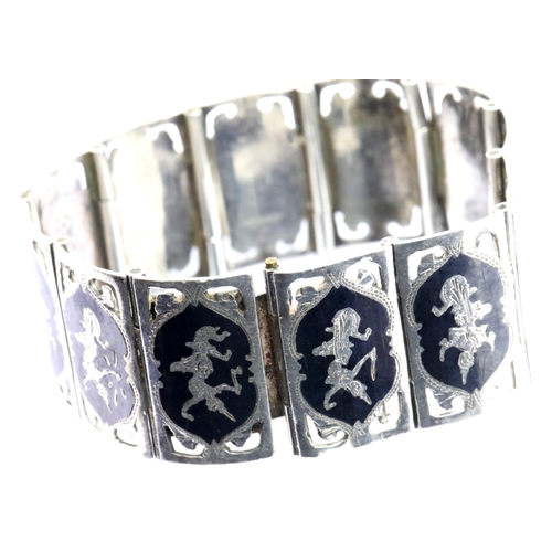 1024 - Siam niello sterling silver panel bracelet, 31g. P&P Group 1 (£14+VAT for the first lot and £1+VAT f... 