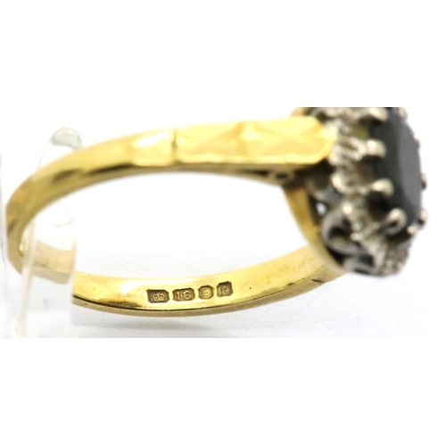 1065 - 18ct yellow gold, sapphire and diamond set ring, size M, 4.1g. P&P Group 1 (£14+VAT for the first lo... 