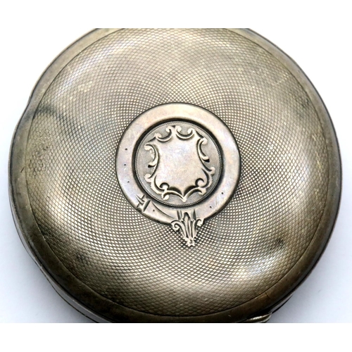 1082 - Early 20thC crown wind, 925 silver cased pocket watch lacking seconds hand, D: 5 cm. P&P Group 1 (£1... 