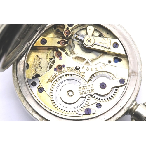 1092 - West End Watch Co white metal pocket watch with steam train to verso. P&P Group 1 (£14+VAT for the f... 