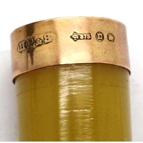 1098 - Cased amber cheroot holder with a 9ct gold collar. P&P Group 1 (£14+VAT for the first lot and £1+VAT... 