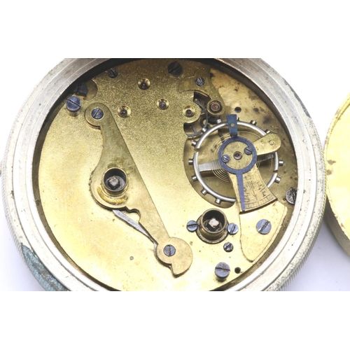 1100 - Open face pocket watch with silver watch chain and T-bar. Not working at lotting. P&P Group 1 (£14+V... 