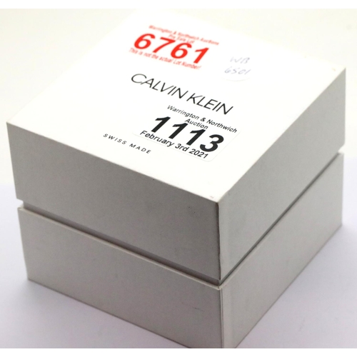 1113 - Gents Calvin Klein calendar wristwatch. P&P Group 1 (£14+VAT for the first lot and £1+VAT for subseq... 