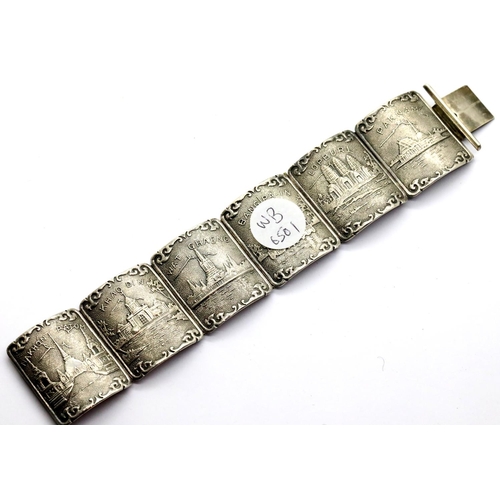 1122 - Siam sterling silver bracelet with scenic decoration. P&P Group 1 (£14+VAT for the first lot and £1+... 