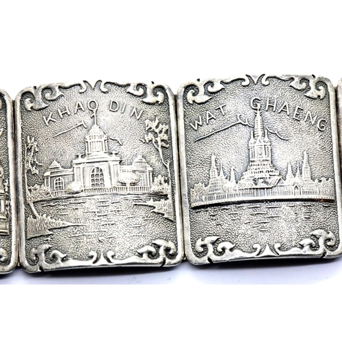 1122 - Siam sterling silver bracelet with scenic decoration. P&P Group 1 (£14+VAT for the first lot and £1+... 