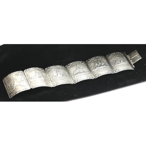 1122 - Siam sterling silver bracelet with scenic decoration. P&P Group 1 (£14+VAT for the first lot and £1+... 