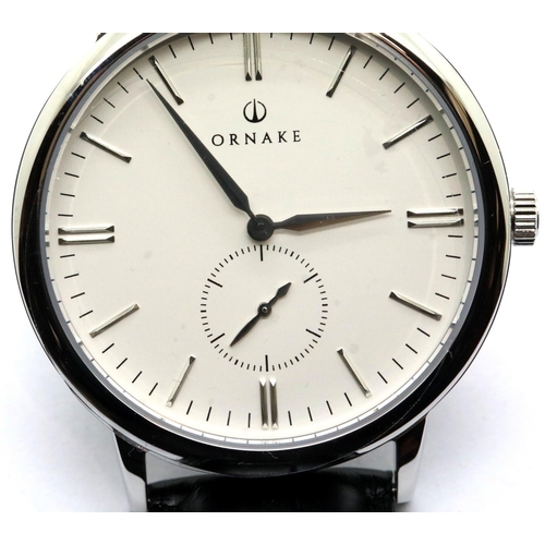 1159 - Boxed Ornake gents wristwatch with Japanese Mituyo movement, white face steel case. P&P Group 2 (£18... 