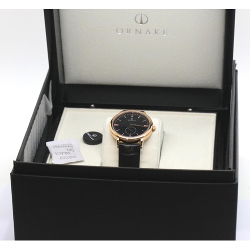 1168 - Boxed Ornake gents wristwatch with Japanese Mituyo movement, black face gold plated case. P&P Group ... 