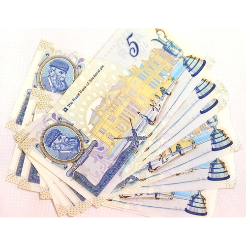 1199 - Ten RBS Royal and Ancient £5 notes. P&P Group 1 (£14+VAT for the first lot and £1+VAT for subsequent... 