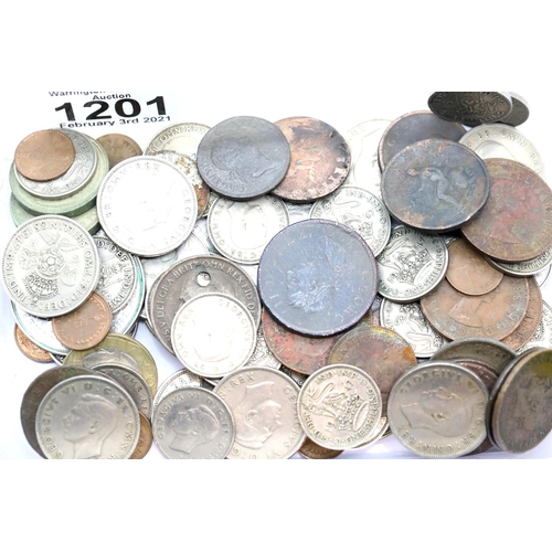 1201 - Mixed UK coins including a £5 example. P&P Group 1 (£14+VAT for the first lot and £1+VAT for subsequ... 