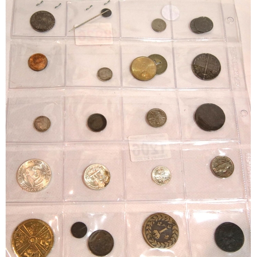 1206 - Sheet of mixed coins including 1964 set USA. P&P Group 1 (£14+VAT for the first lot and £1+VAT for s... 