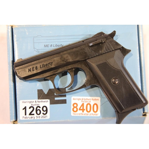 1269 - Blank firing ME8 Liberty pistol in box. Not available for in-house P&P, contact Paul O'Hea at Mailbo... 