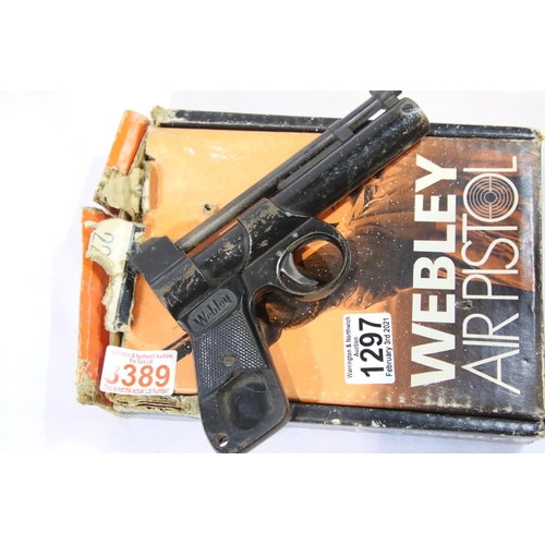 1297 - Boxed Webley MK1 junior air pistol with damaged grip. P&P Group 2 (£18+VAT for the first lot and £3+... 