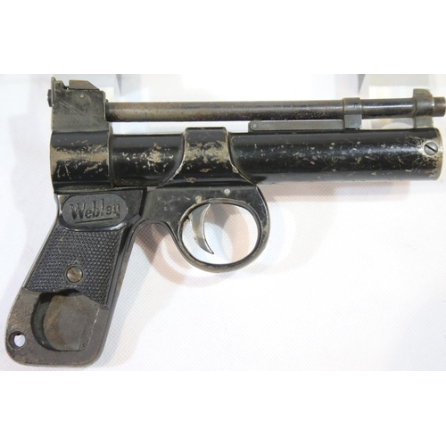 1297 - Boxed Webley MK1 junior air pistol with damaged grip. P&P Group 2 (£18+VAT for the first lot and £3+... 