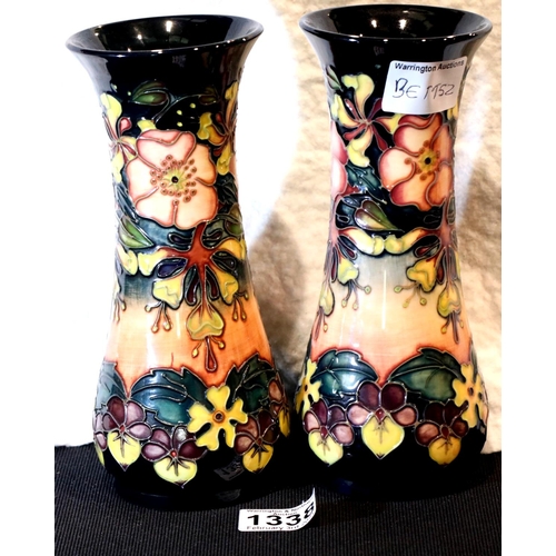 1338 - Pair of Moorcroft blue ground vases, H: 22 cm. P&P Group 3 (£25+VAT for the first lot and £5+VAT for... 