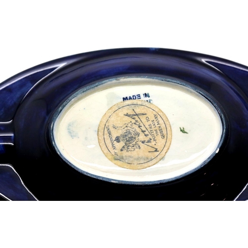 1339 - Moorcroft blue ground ashtray with Queen Mary stamp, L: 15 cm. P&P Group 2 (£18+VAT for the first lo... 