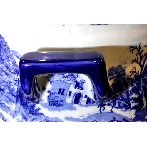 1342 - Large blue and white wine cooler / foot bath, 47 x 32 x 22 cm. Not available for in-house P&P, conta... 