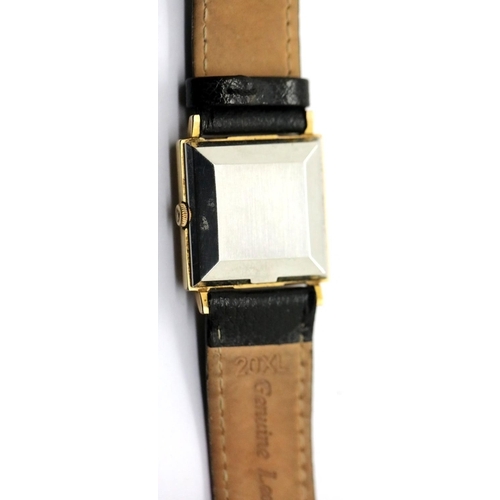 1109 - 1960s square 9ct gold gents Omega Automatic wristwatch on a leather strap with steel back. P&P Group... 