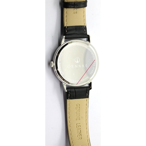 1164 - Boxed Ornake gents wristwatch with Japanese Mituyo movement, black face steel case. P&P Group 2 (£18... 