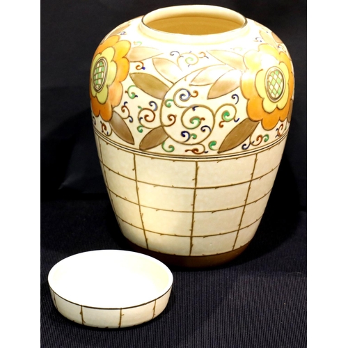 1362 - Large Bursley Ware Charlotte Rhead ginger jar, H: 30 cm. P&P Group 3 (£25+VAT for the first lot and ... 