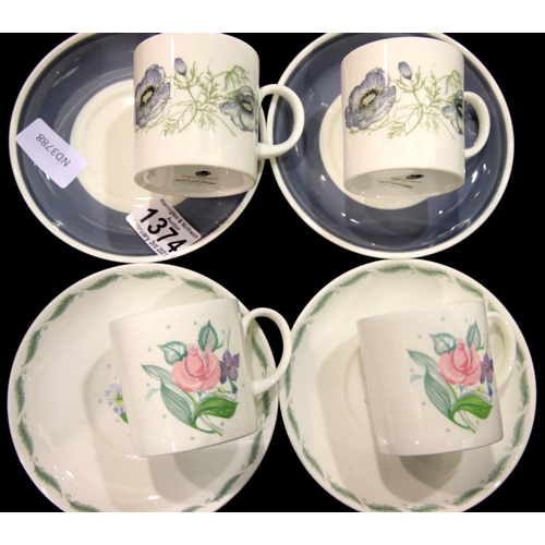 1374 - Wedgwood Susie Cooper Glen Mist pattern coffee set, one saucer cracked, and other designs. P&P Group... 