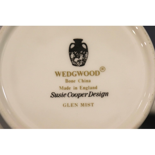 1374 - Wedgwood Susie Cooper Glen Mist pattern coffee set, one saucer cracked, and other designs. P&P Group... 