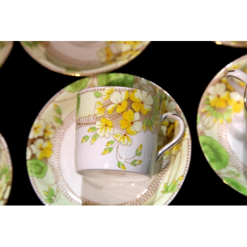 1382 - Sampson Smith 1930s Old Royal China coffee set, one cup damaged and chip to teapot. P&P Group 3 (£25... 