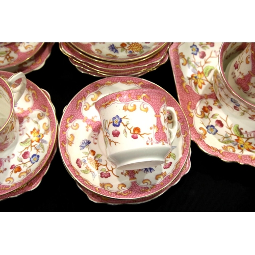 1358 - Quantity of pink floral patterned teaware by Union. P&P Group 3 (£25+VAT for the first lot and £5+VA... 