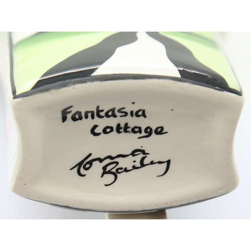 1402 - Lorna Bailey vase Round Top Fantasia Cottage pattern, H: 21 cm. P&P Group 2 (£18+VAT for the first l... 