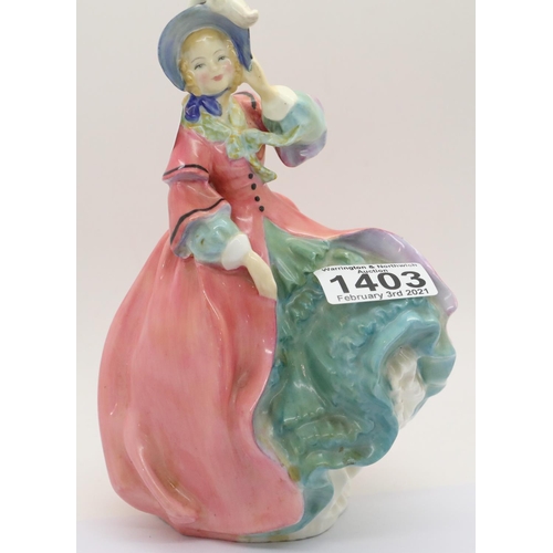 1403 - Royal Doulton figurine, Spring Morning HN 1922, H: 19 cm. P&P Group 2 (£18+VAT for the first lot and... 