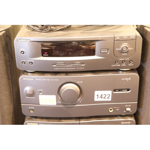 1422 - Technics stereo system, tuner ST-CH510, cassette deck RS-CH610, CD changer SL CH610, amplifier SE-CH... 