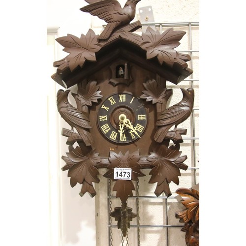 1473 - 20th century German Black Forest type chain driven wall clock with weights and pendulum, working at ... 