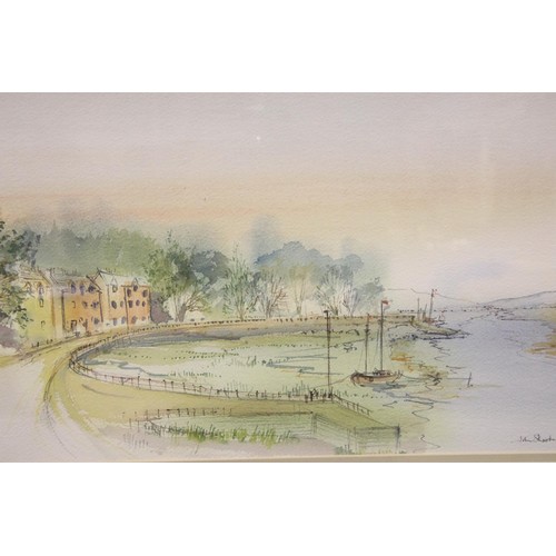 1561 - John Shooter, two watercolours of harbour and cottage scenes, each 43 x 26 cm. Not available for in-... 