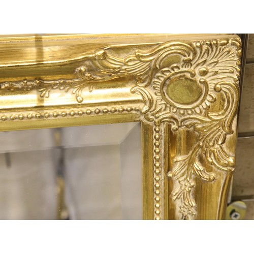 1568 - Large bevelled edge gilt framed mirror, 90 x 110 cm. Not available for in-house P&P, contact Paul O'... 