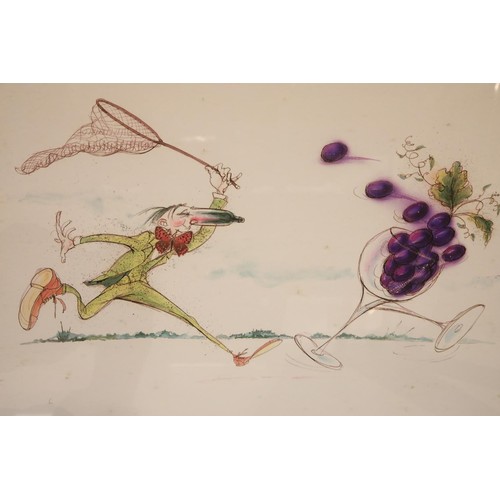 1569 - Ronald Searle (1930-2011), two framed prints 57 x 42 cm. Not available for in-house P&P, contact Pau... 