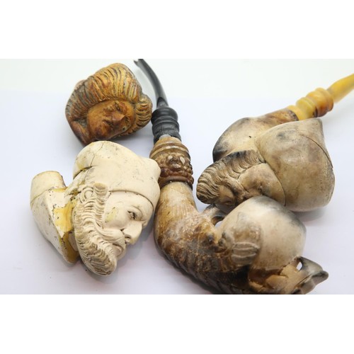 1589 - Four carved Meerschaum pipes with damages. P&P Group 2 (£18+VAT for the first lot and £3+VAT for sub... 