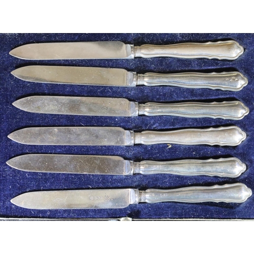 1634 - Six silver handled Walker and Hall boxed butter knives. P&P Group 1 (£14+VAT for the first lot and £... 