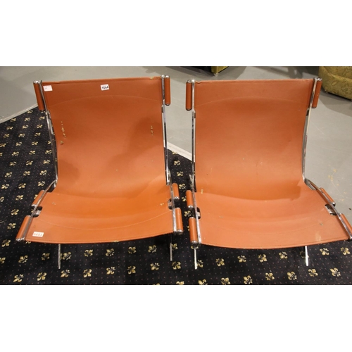 1644 - Two 1970s style chrome framed leather easy chairs, some scuffs to leather. Not available for in-hous... 