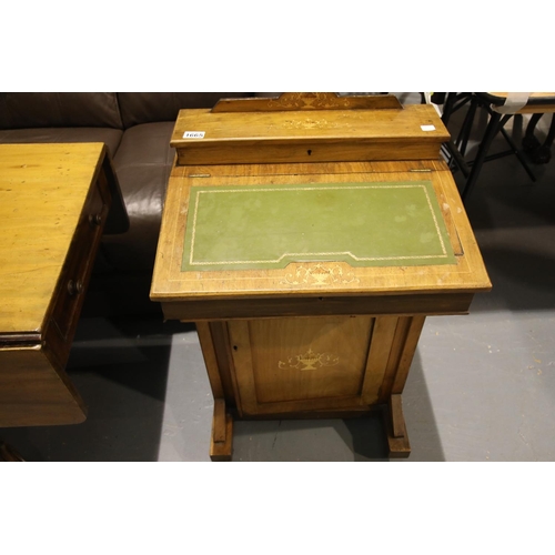 1665 - Edwardian walnut davenport desk with fitted interior and lower cupboard. Not available for in-house ... 